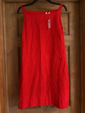 Red Linen Sheath Dress